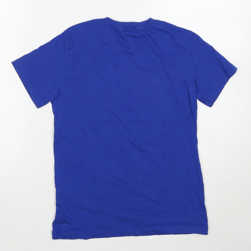 United Colors of Benetton Boys Blue Cotton Basic T-Shirt Size 10-11 Years Crew Neck Pullover
