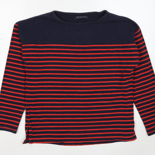 Marks and Spencer Womens Red Striped Cotton Pullover Sweatshirt Size 12 Pullover