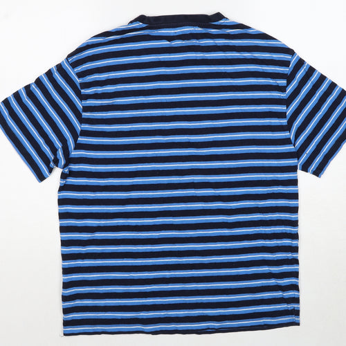 Red Herring Mens Blue Striped Cotton T-Shirt Size M Crew Neck