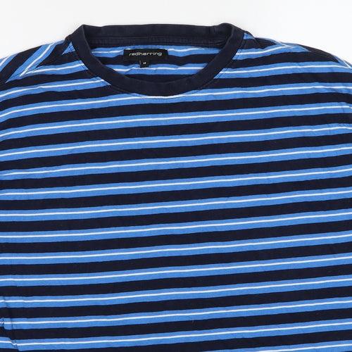 Red Herring Mens Blue Striped Cotton T-Shirt Size M Crew Neck