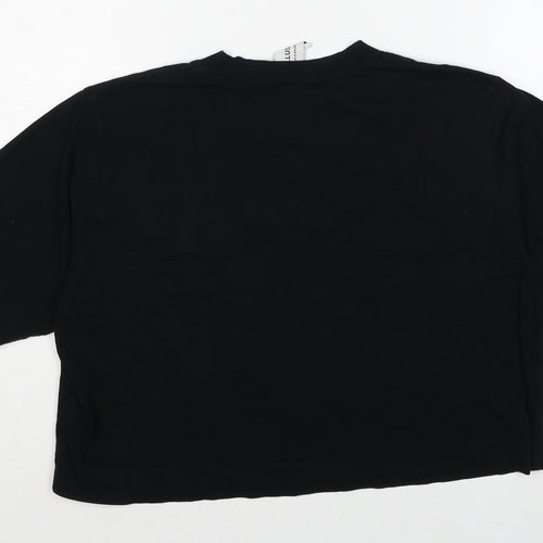 COLLUSION Womens Black Cotton Basic T-Shirt Size 12 Crew Neck