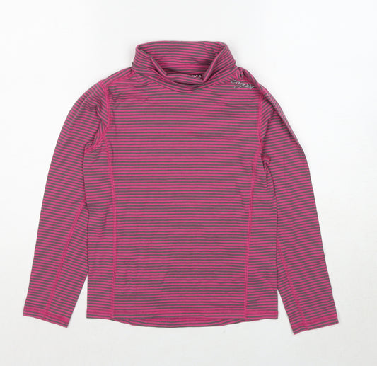TOG24 Girls Pink Striped Polyester Pullover Sweatshirt Size 9-10 Years Pullover