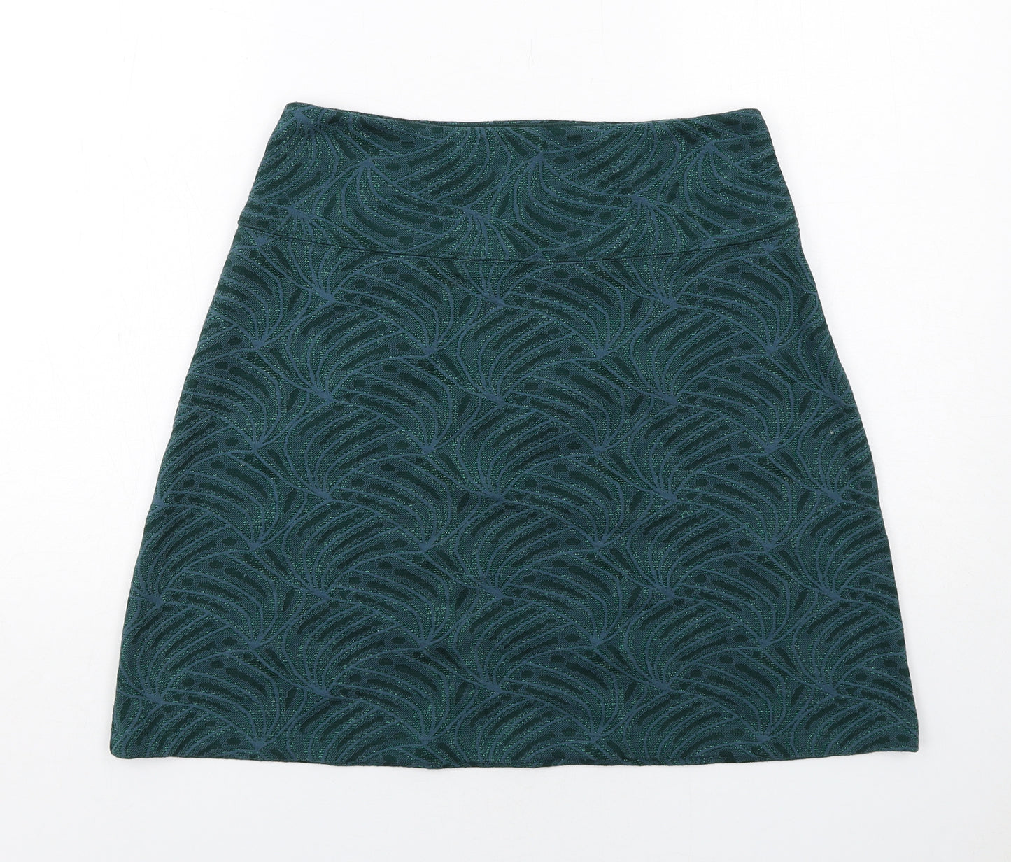 King Louie Womens Green Geometric Polyester A-Line Skirt Size M