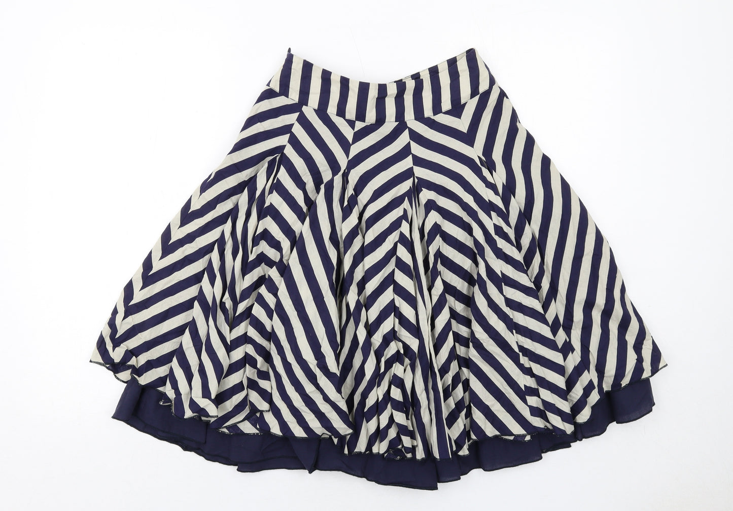 Principles Womens Blue Striped Cotton Swing Skirt Size 6 Zip