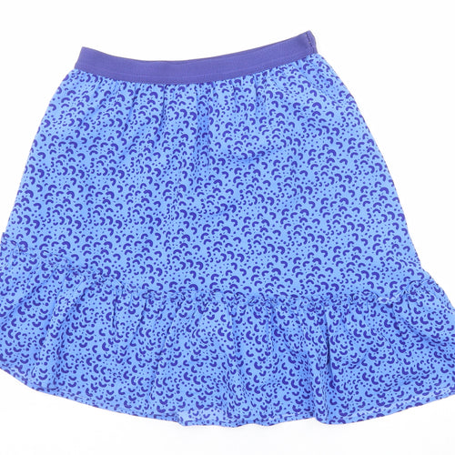 Marks and Spencer Girls Blue Geometric Polyester A-Line Skirt Size 12-13 Years Regular Pull On