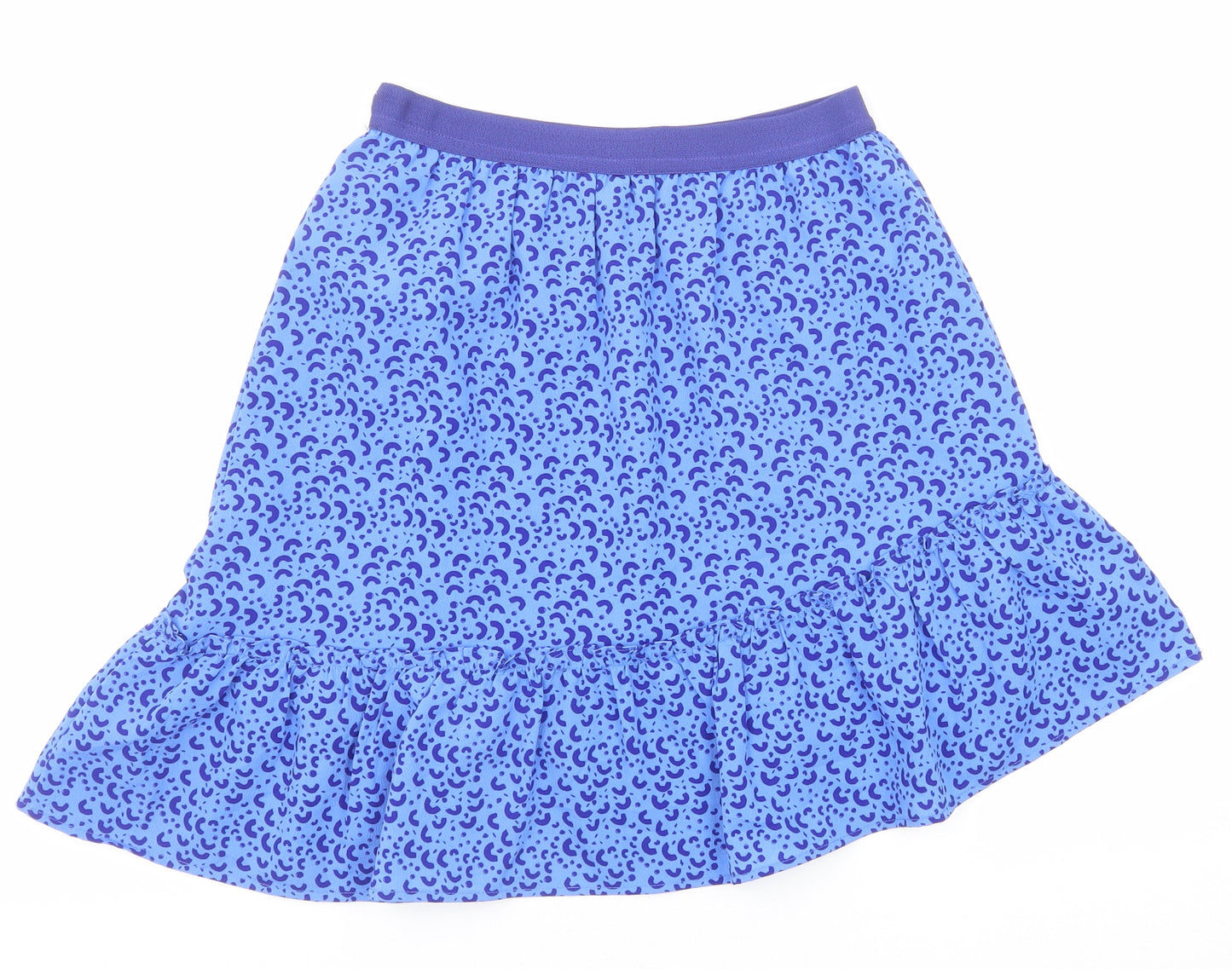 Marks and Spencer Girls Blue Geometric Polyester A-Line Skirt Size 12-13 Years Regular Pull On