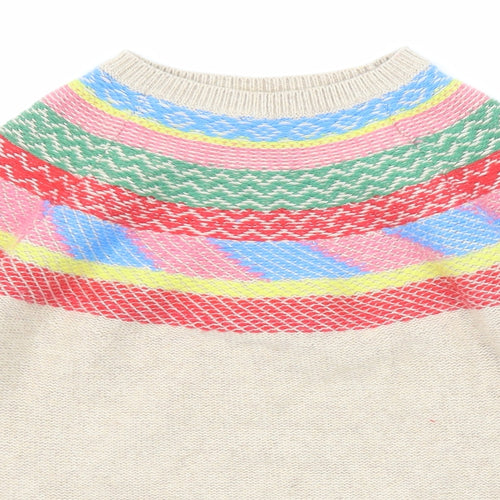 Johnnie B Girls Beige Round Neck Geometric Cotton Pullover Jumper Size 11-12 Years Pullover