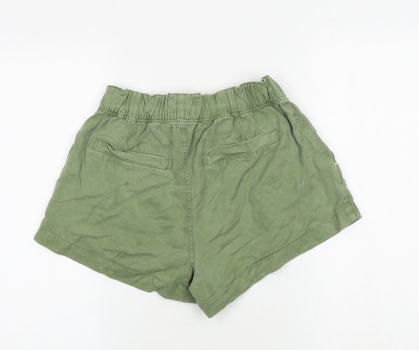 River Island Womens Green Lyocell Hot Pants Shorts Size 8 Regular Tie