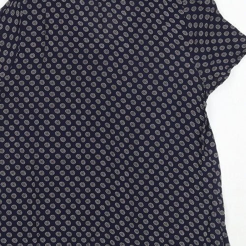 DASH Womens Blue Geometric Polyester Basic Blouse Size 14 V-Neck
