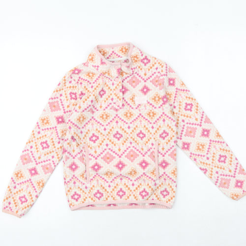 Piping Hot Girls Pink Geometric Polyester Pullover Sweatshirt Size 8 Years Snap