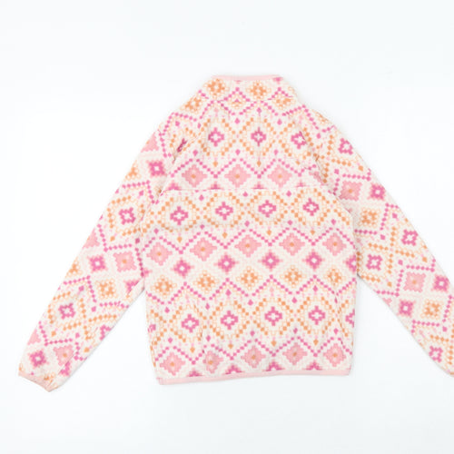 Piping Hot Girls Pink Geometric Polyester Pullover Sweatshirt Size 8 Years Snap