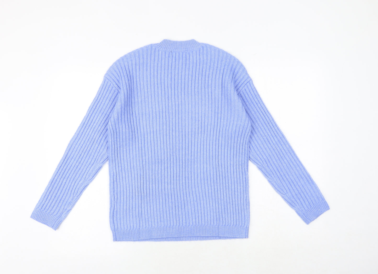 Marks and Spencer Womens Blue Round Neck Polyester Pullover Jumper Size XS