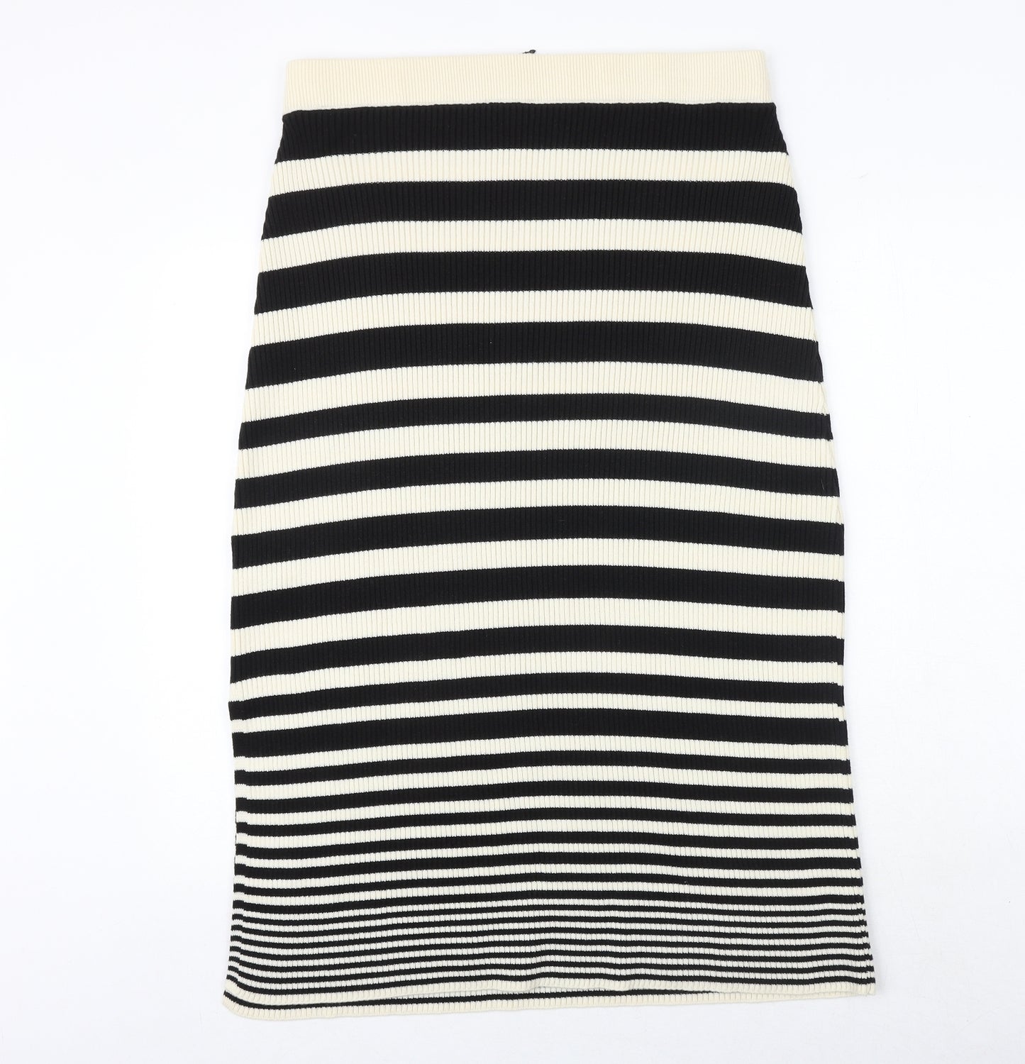 Marks and Spencer Womens Black Striped Acrylic Bandage Skirt Size L