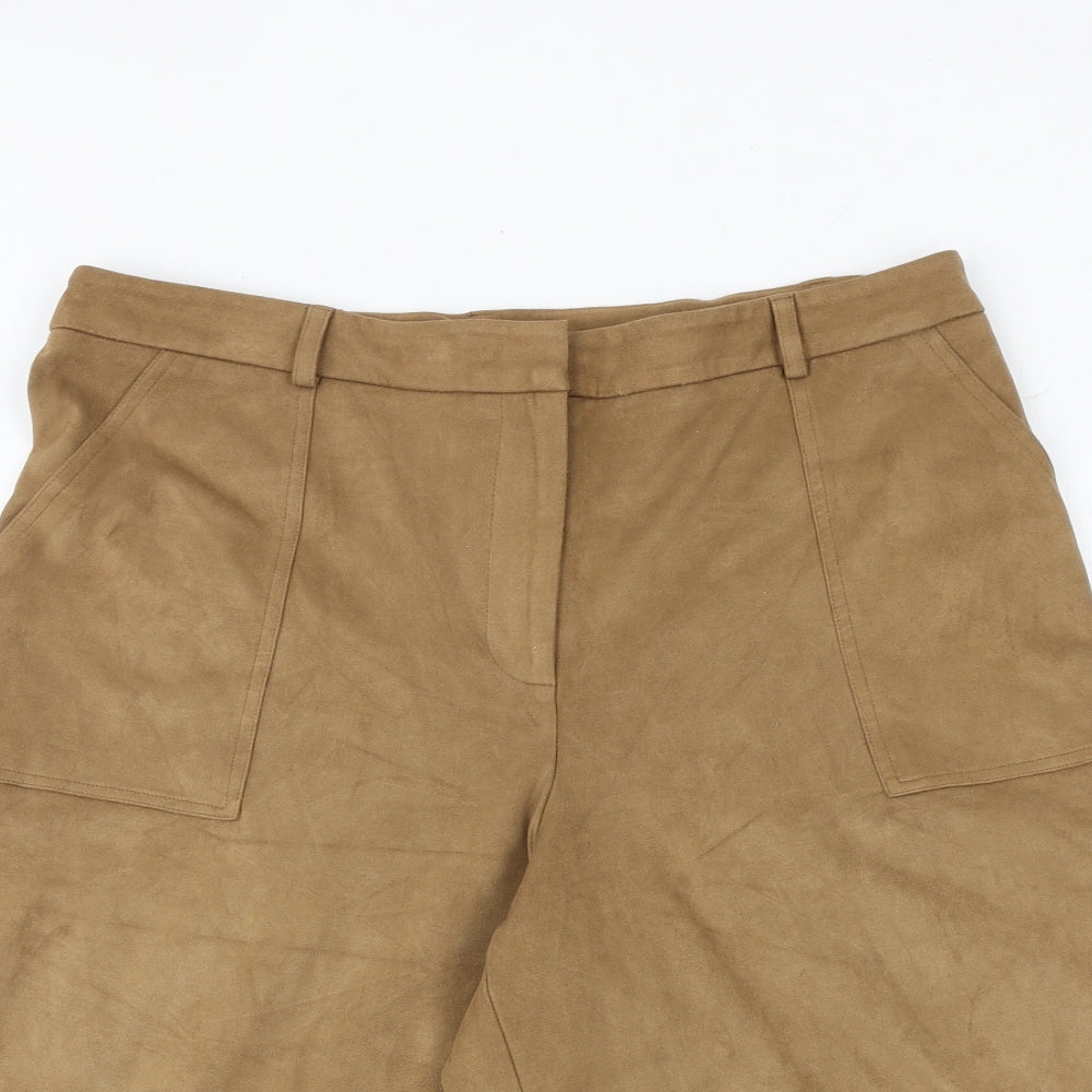 Reitmans Womens Brown Polyester Culotte Shorts Size 34 in Regular Zip - Suede Effect