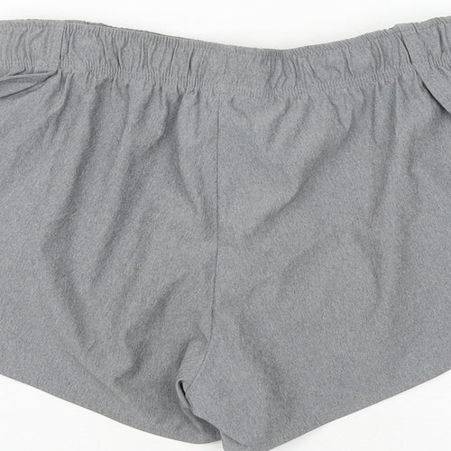 H&M Womens Grey Polyester Basic Shorts Size 6 Regular Tie