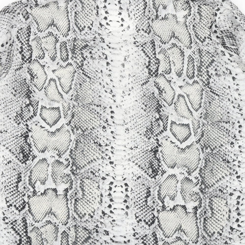 A&G Womens Grey Animal Print Polyester Basic Blouse Size 12 V-Neck