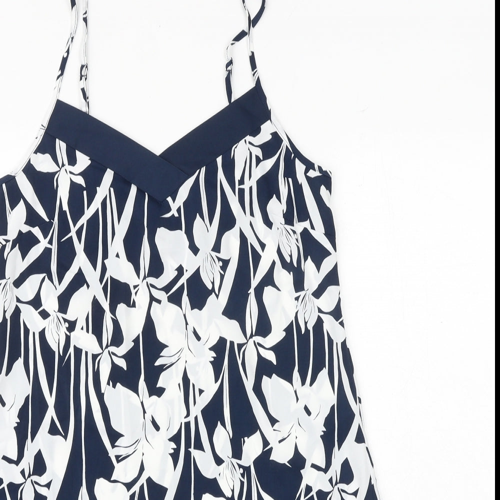 John Lewis Womens Blue Floral Polyester Cami Dress Size S