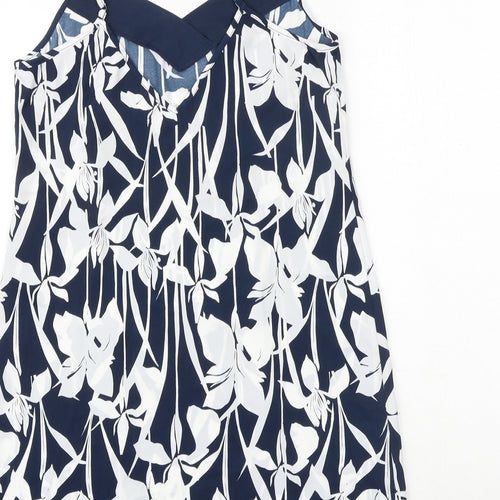 John Lewis Womens Blue Floral Polyester Cami Dress Size S