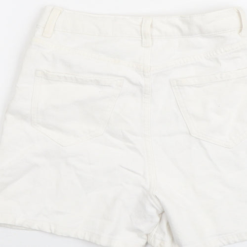 Marks and Spencer Womens White Cotton Chino Shorts Size 6 L4 in Regular Button