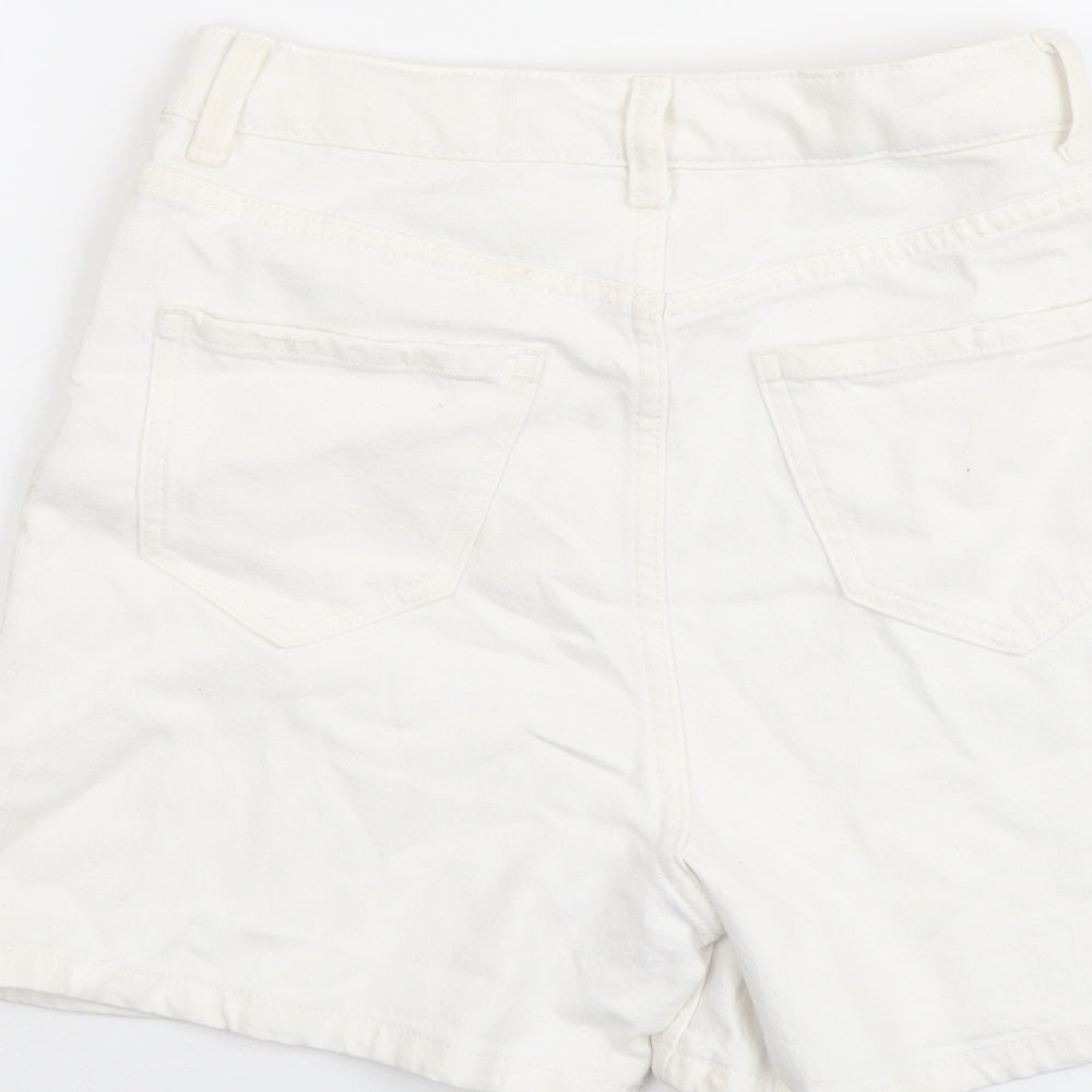 Marks and Spencer Womens White Cotton Chino Shorts Size 6 L4 in Regular Button