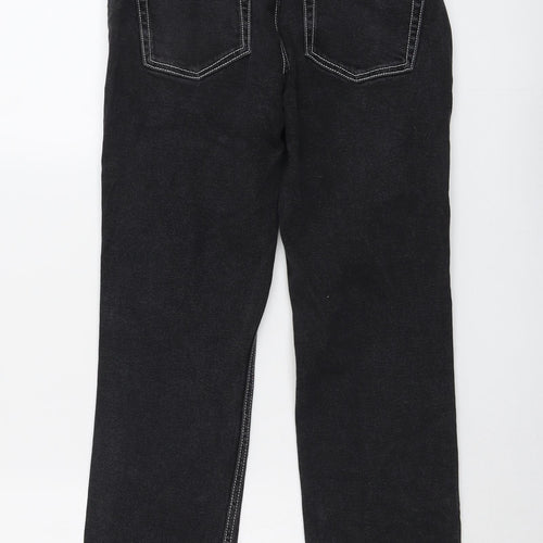 Mango Womens Black Cotton Straight Jeans Size 8 L26 in Regular Button