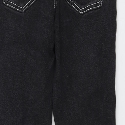 Mango Womens Black Cotton Straight Jeans Size 8 L26 in Regular Button