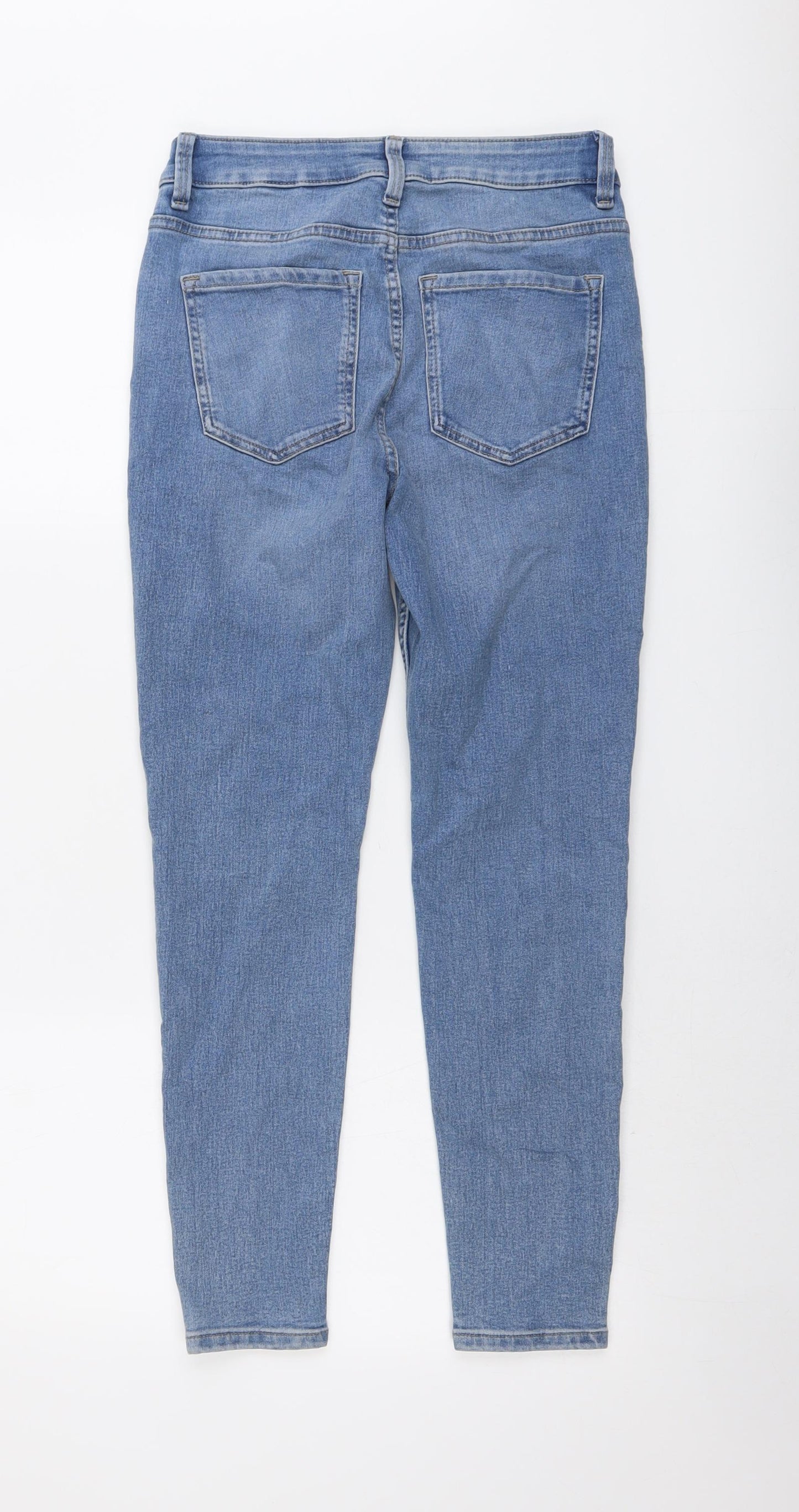 Marks and Spencer Womens Blue Cotton Skinny Jeans Size 8 L26 in Regular Button