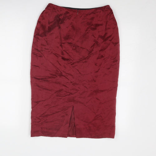 Country Casuals Womens Red Cupro Straight & Pencil Skirt Size 10 Zip
