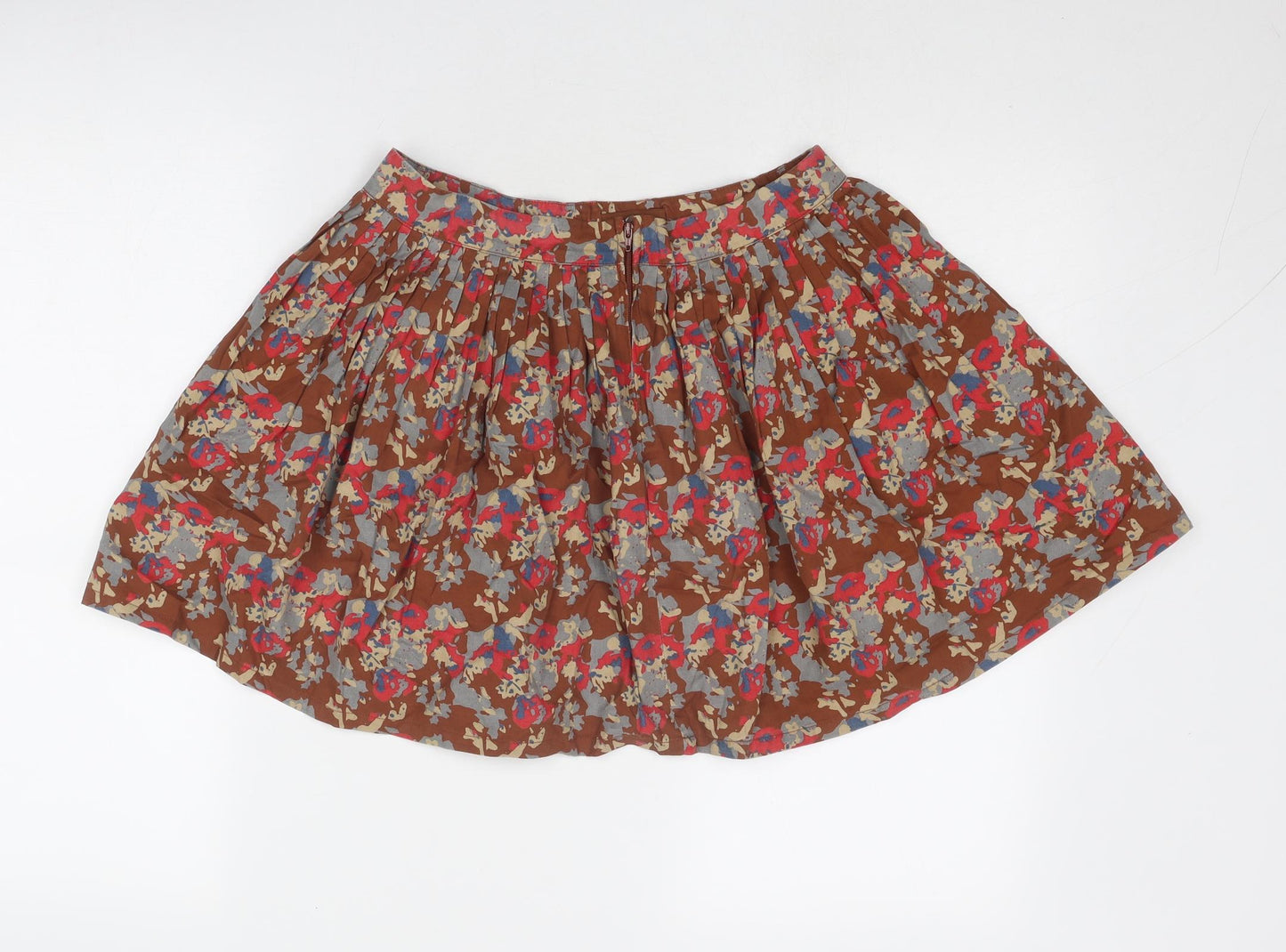 United Colours of Benetton Girls Brown Geometric Cotton Skater Skirt Size 10-11 Years Regular Zip
