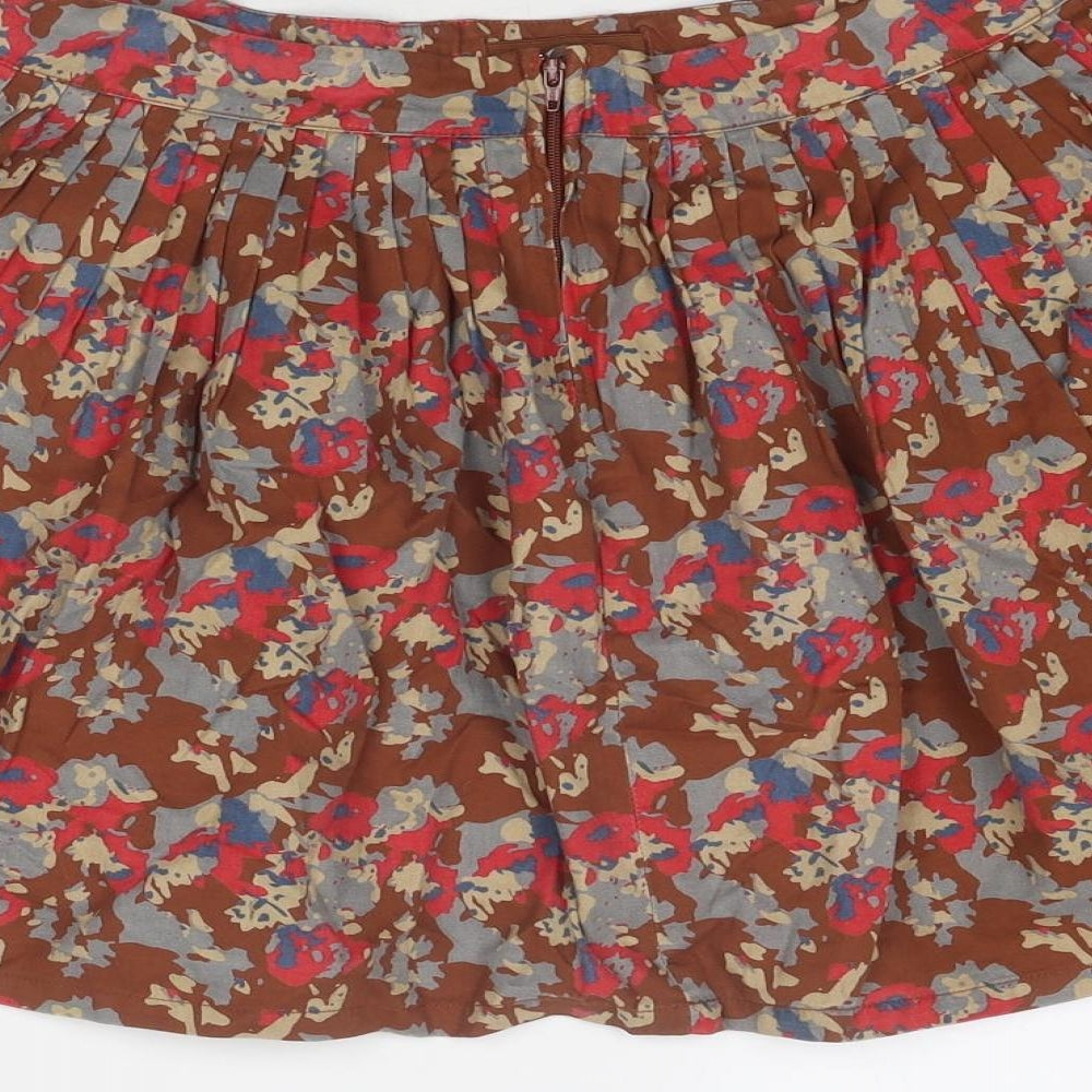 United Colours of Benetton Girls Brown Geometric Cotton Skater Skirt Size 10-11 Years Regular Zip