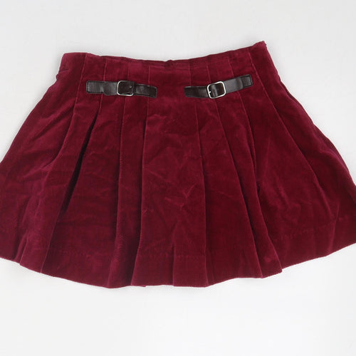 Zara Girls Red Cotton Skater Skirt Size 4-5 Years Regular Zip