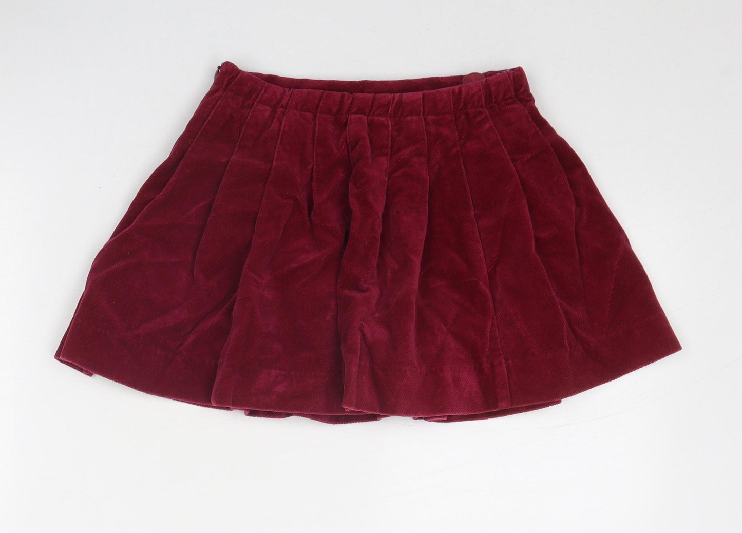 Zara Girls Red Cotton Skater Skirt Size 4-5 Years Regular Zip