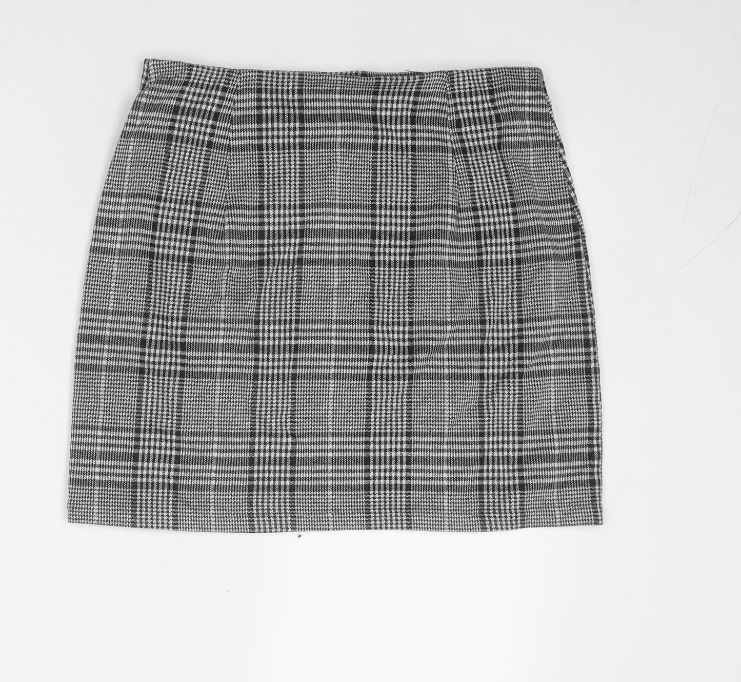 Divided by H&M Womens Black Plaid Polyester A-Line Skirt Size M