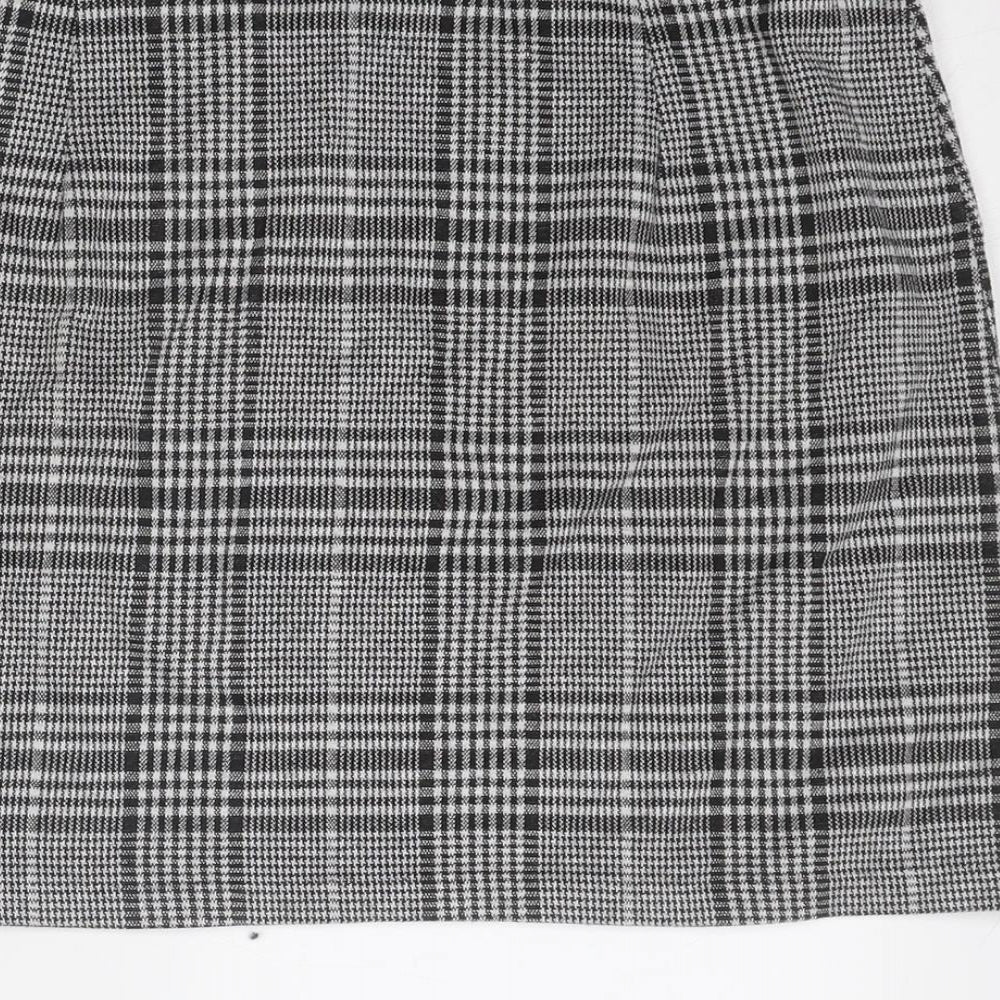 Divided by H&M Womens Black Plaid Polyester A-Line Skirt Size M