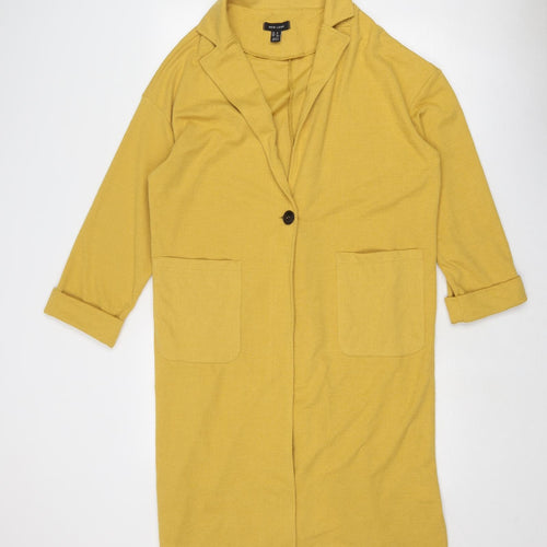 New Look Womens Yellow Overcoat Coat Size M Button