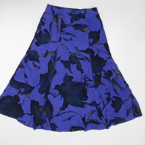 Alexon Womens Blue Geometric Viscose Swing Skirt Size 12 Zip