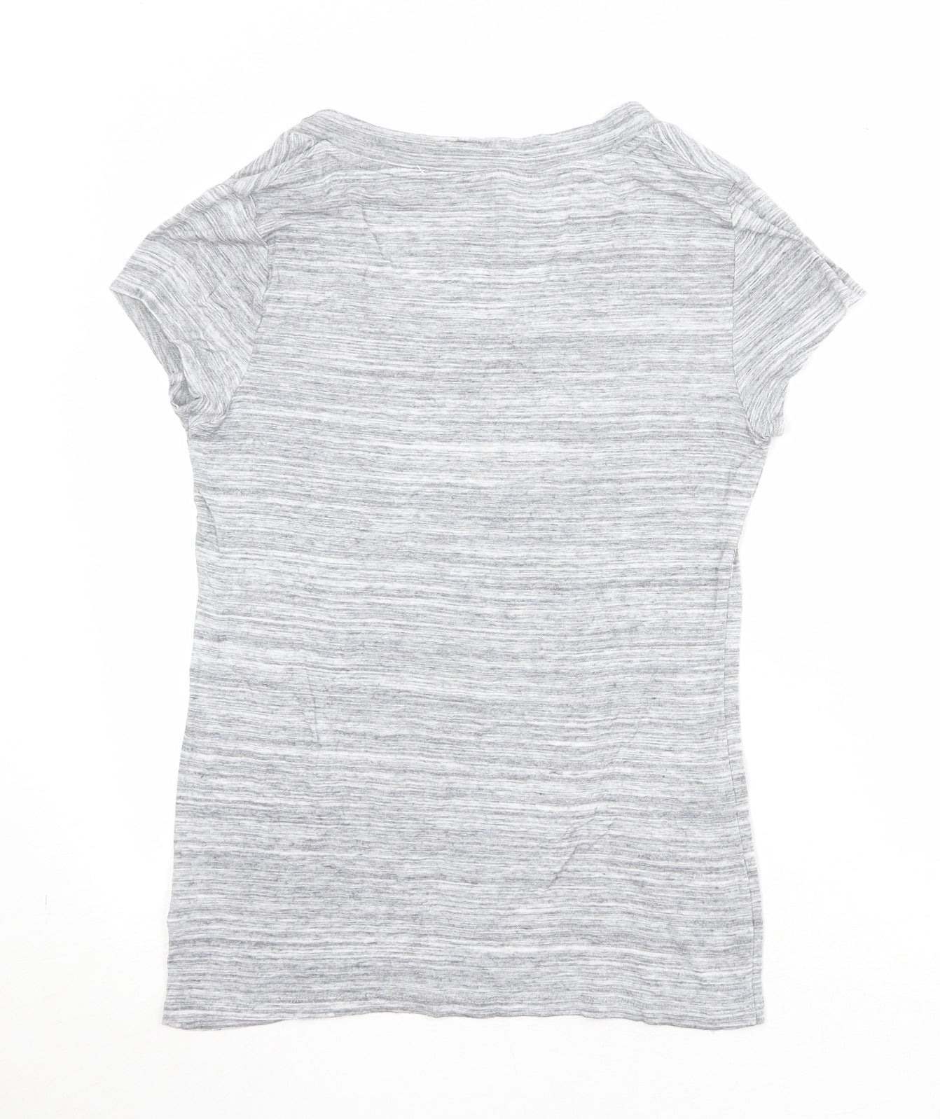 Merona Womens Grey Striped Viscose Basic T-Shirt Size L V-Neck