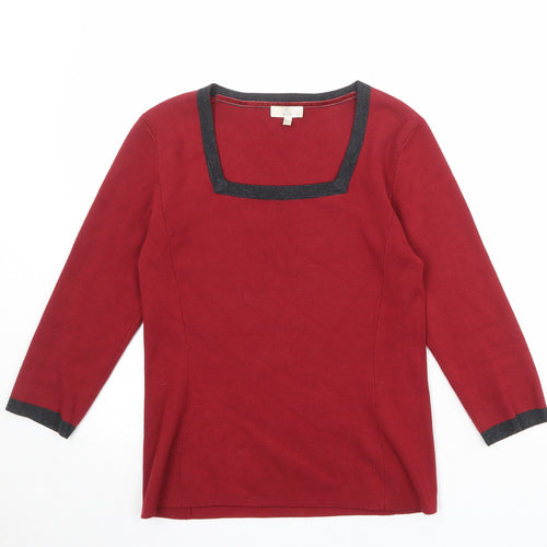 CC Womens Red Square Neck Viscose Pullover Jumper Size S