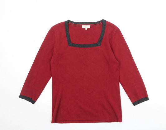 CC Womens Red Square Neck Viscose Pullover Jumper Size S