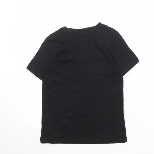 H&M Boys Black 100% Cotton Basic T-Shirt Size 8-9 Years Round Neck Pullover - X-Ray