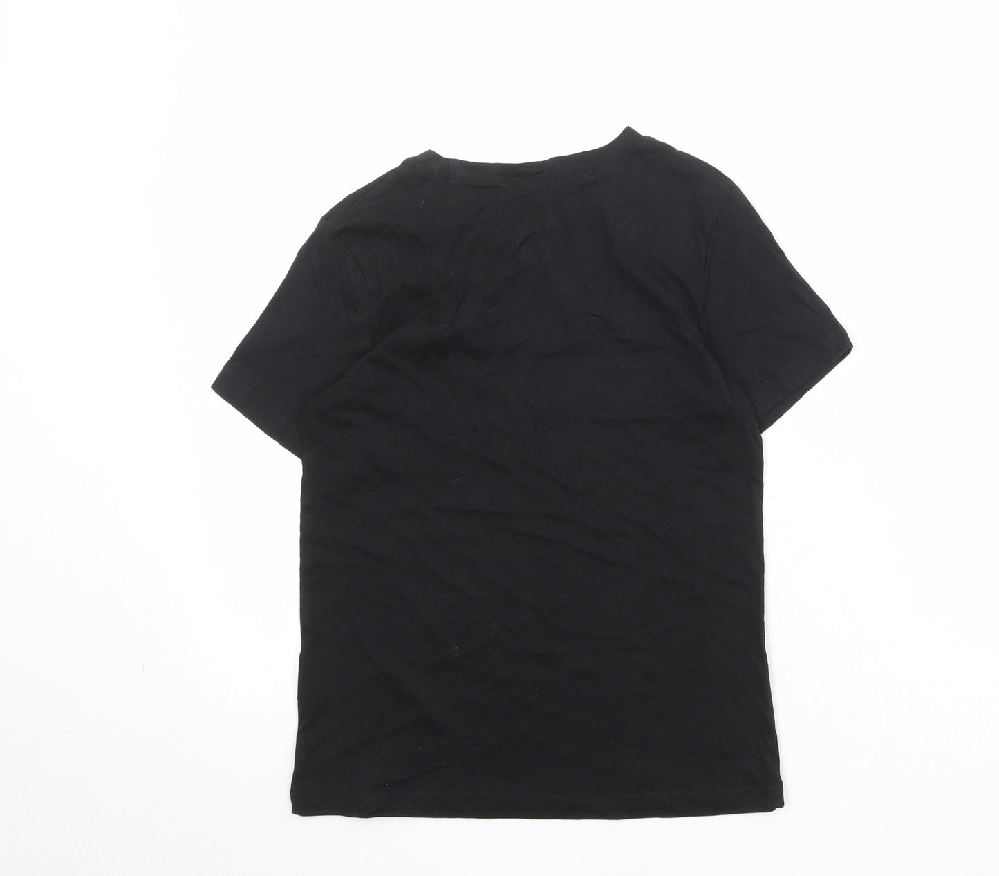 H&M Boys Black 100% Cotton Basic T-Shirt Size 8-9 Years Round Neck Pullover - X-Ray