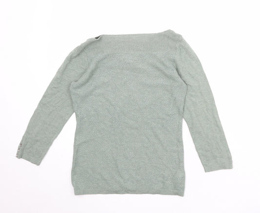 NEXT Womens Green Boat Neck Cotton Pullover Jumper Size 10