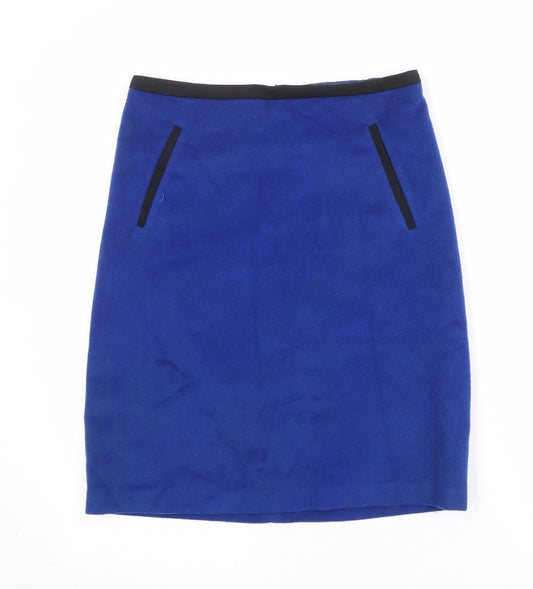 Marks and Spencer Womens Blue Polyester A-Line Skirt Size 30 in Zip