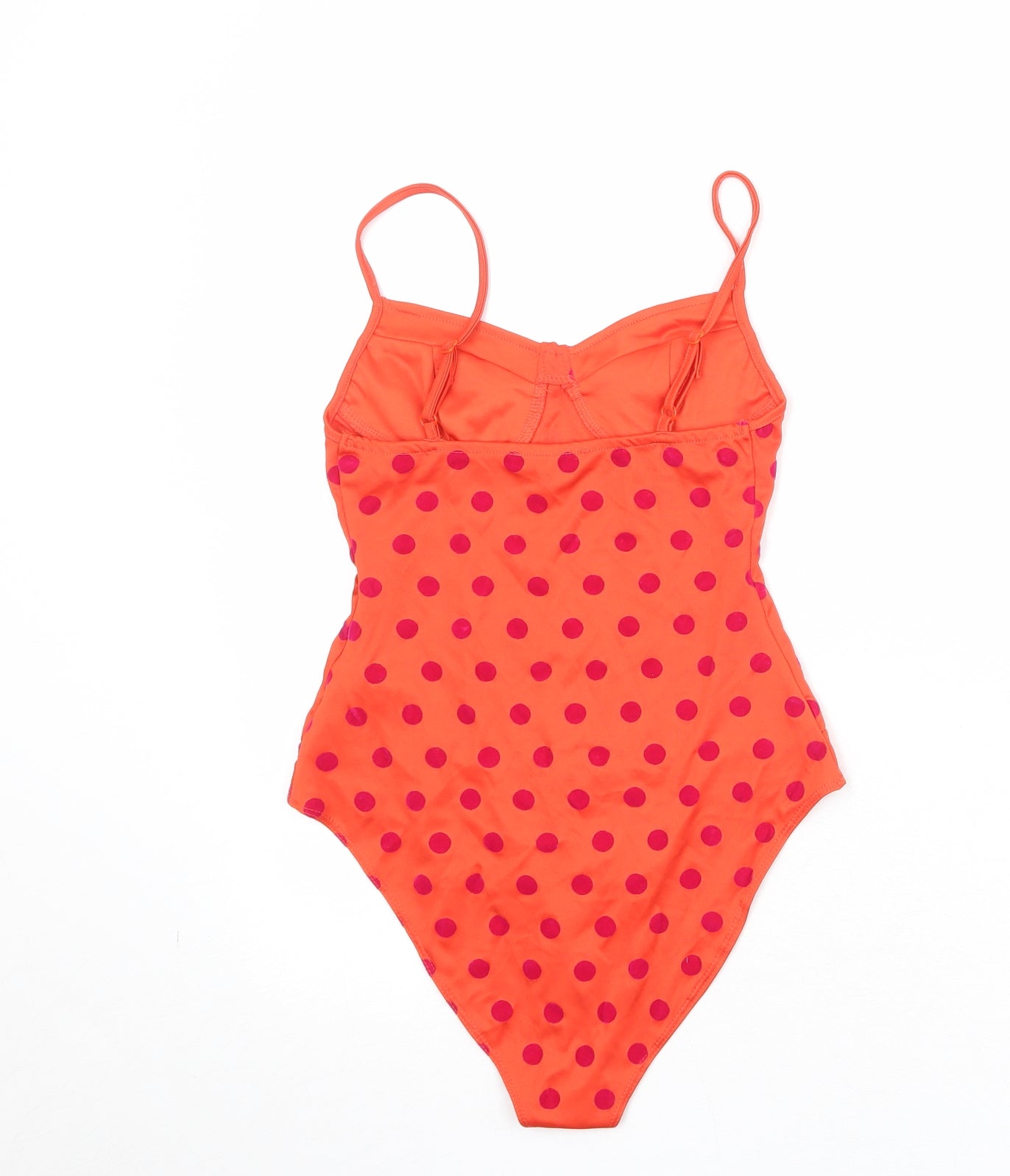 Zara Womens Orange Polka Dot Polyester Bodysuit One-Piece Size S Snap