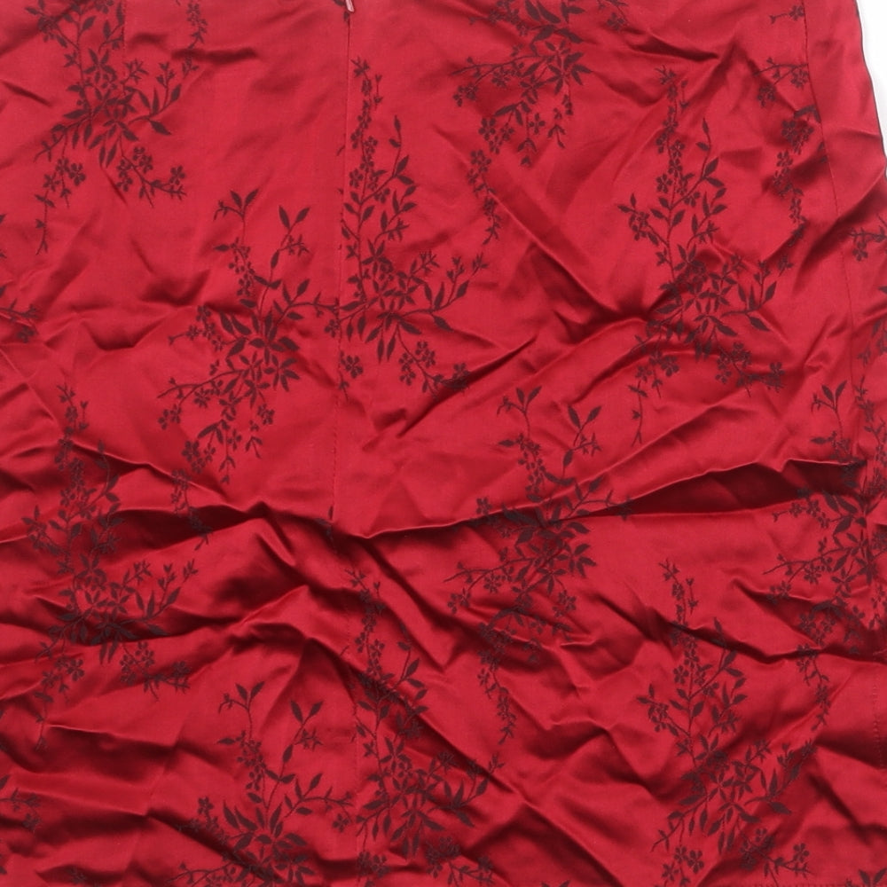 Sophie Girls Red Floral Viscose Mini Skirt Size 13 Years Regular Zip