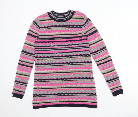 ASOS Womens Multicoloured Round Neck Striped Acrylic Pullover Jumper Size 8