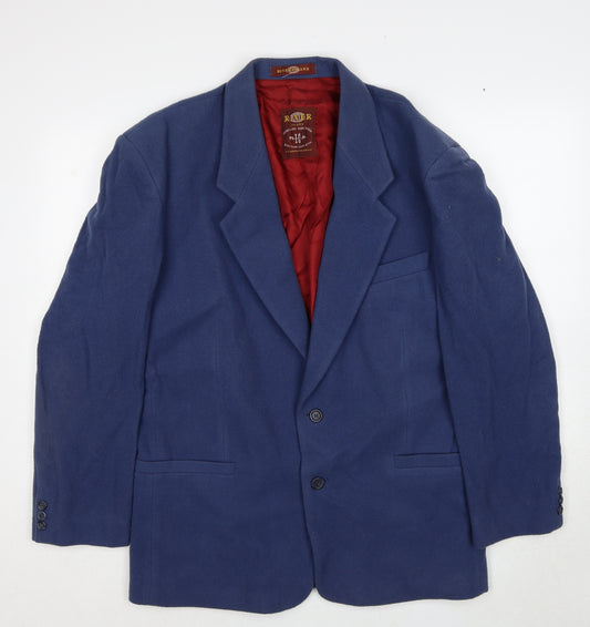 River Island Mens Blue Wool Jacket Blazer Size M Regular