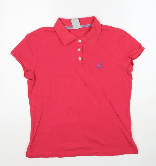 adidas Boys Pink Cotton Pullover Polo Size 16 Years Collared Pullover