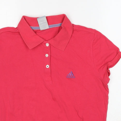 adidas Boys Pink Cotton Pullover Polo Size 16 Years Collared Pullover