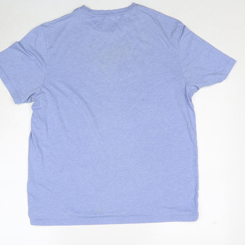 Marks and Spencer Mens Blue Polyester T-Shirt Size L Round Neck - San Francisco California